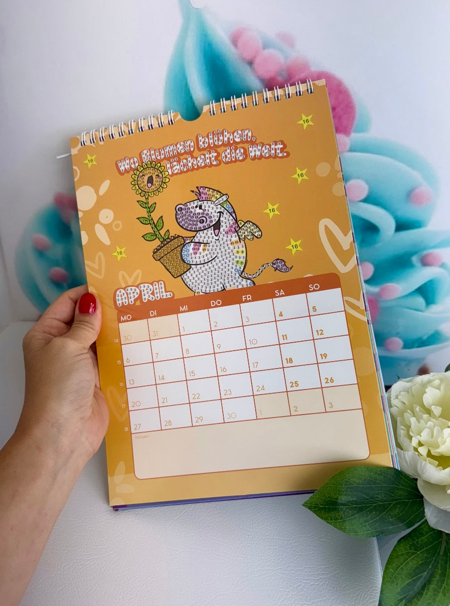 SCHNÄPPCHEN! Diamond Painting Wandkalender "Pummeleinhorn" Kalender 2026