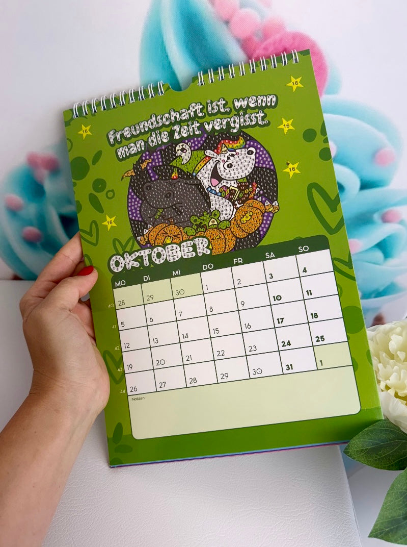 SCHNÄPPCHEN! Diamond Painting Wandkalender "Pummeleinhorn" Kalender 2026