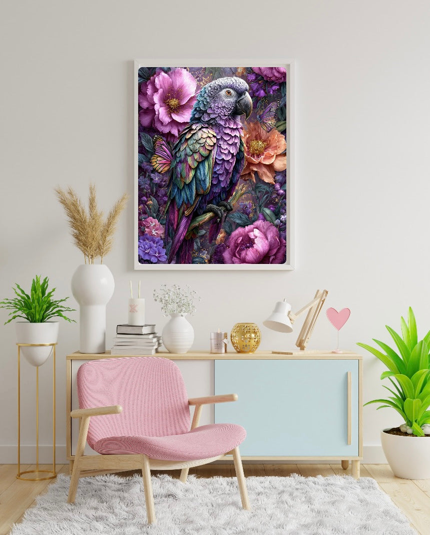 Diamond Painting Bild "Tropischer Papagei" von AI-Artist Sandrietta_ai (Sondersteine-Special) 50x70cm TSS-897