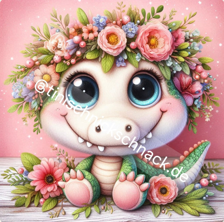 Diamond Painting Bild Krokodil "Kiki" -Feenstaub Steine- (TSS-677)