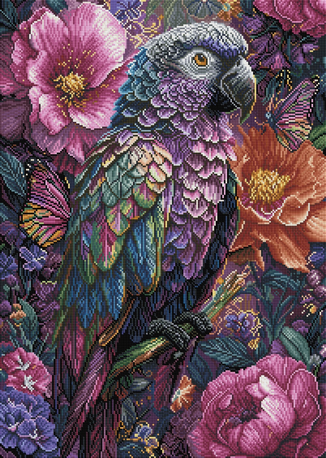 Diamond Painting Bild "Tropischer Papagei" von AI-Artist Sandrietta_ai (Sondersteine-Special) 50x70cm TSS-897