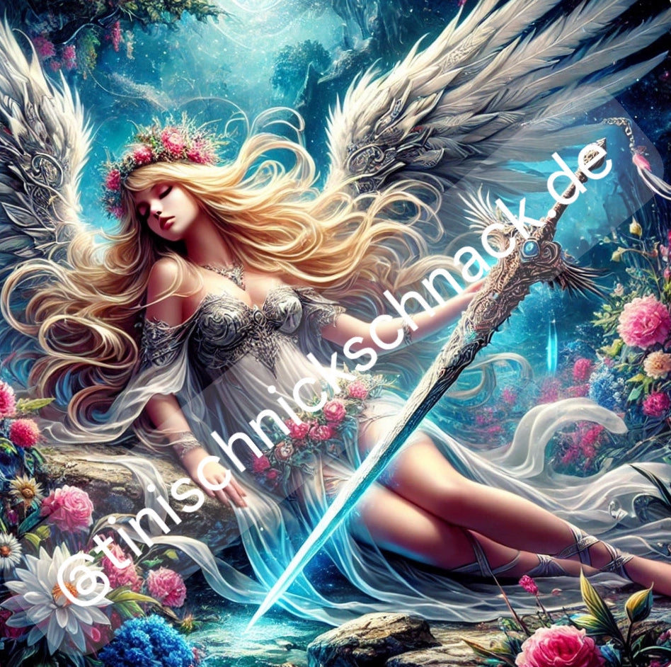 Diamond Painting Bild Engelskämpferin "Seraphina" von AI-Artist Sandrietta_ai 80x80cm (inkl. Metallic) TSS-494