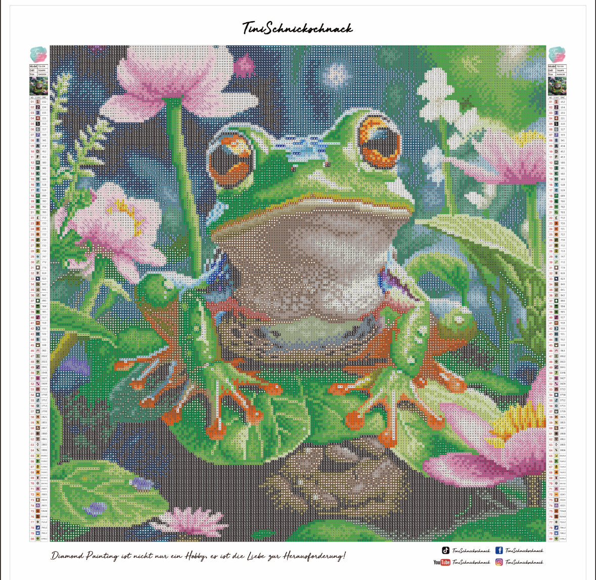 Diamond Painting TiniSchnickschnack Bild Frosch "Fred" 50x50cm (inkl. Strass & Metallic) TSS-554
