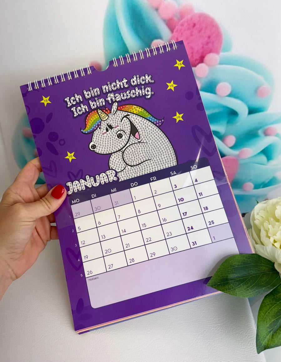 SCHNÄPPCHEN! Diamond Painting Wandkalender "Pummeleinhorn" Kalender 2026