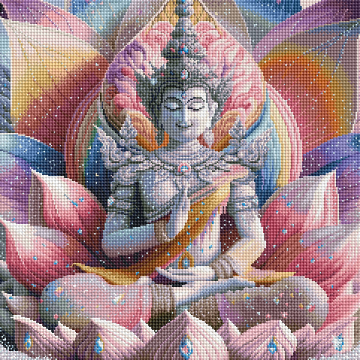 Diamond Painting Bild "Meditation in der Lotusblüte" von AI-Artist Lexxy.ai 60x60cm (inkl. Feenstaub) TSS-731