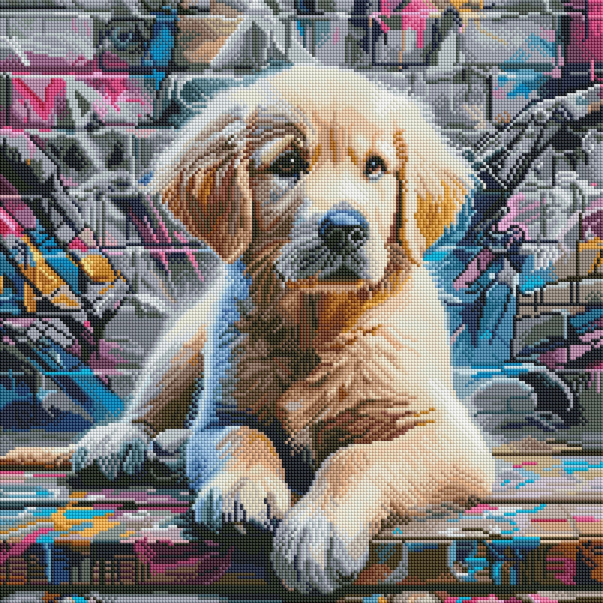 Diamond Painting Bild "Welpe Mango" von KI-Artist Lisa Morgan 50x50cm (Sondersteine Special) TSS-858