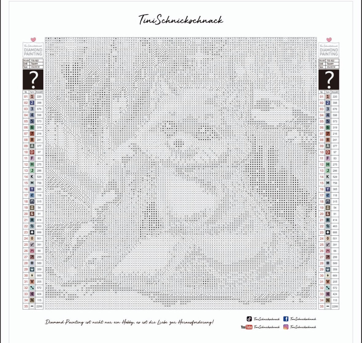 Diamond Painting Leinwand "Blanko" für eckige Steine (Achtung: ohne Steine, ohne Zubehör)