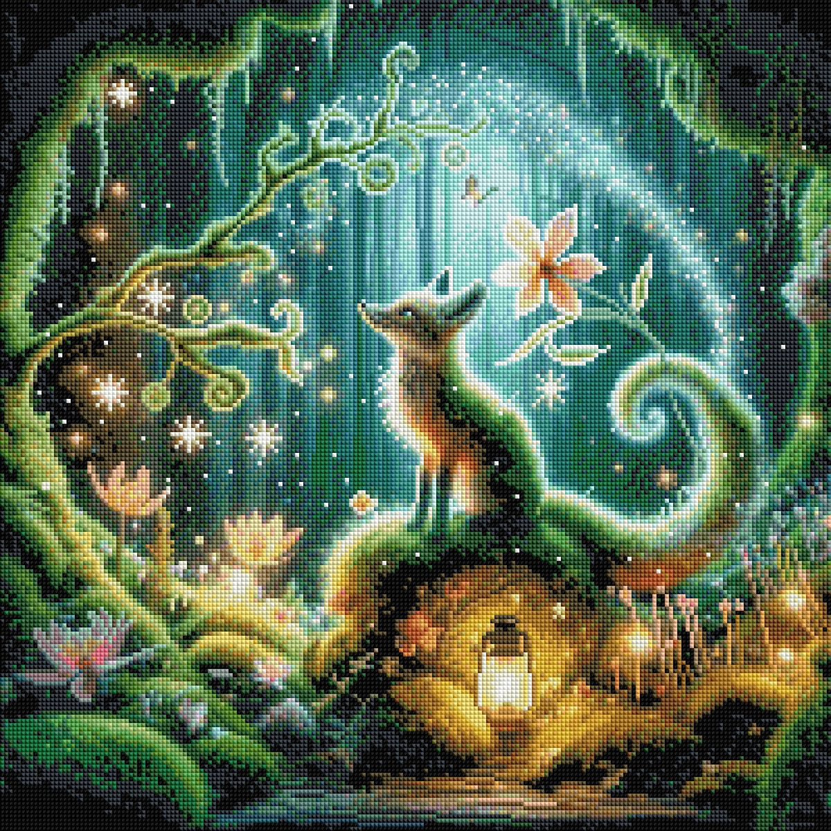 Diamond Painting Bild "Fuchs im Mooswald" von AI-Artist Lexxy.ai 50x50cm (inkl. Feenstaub) TSS-756