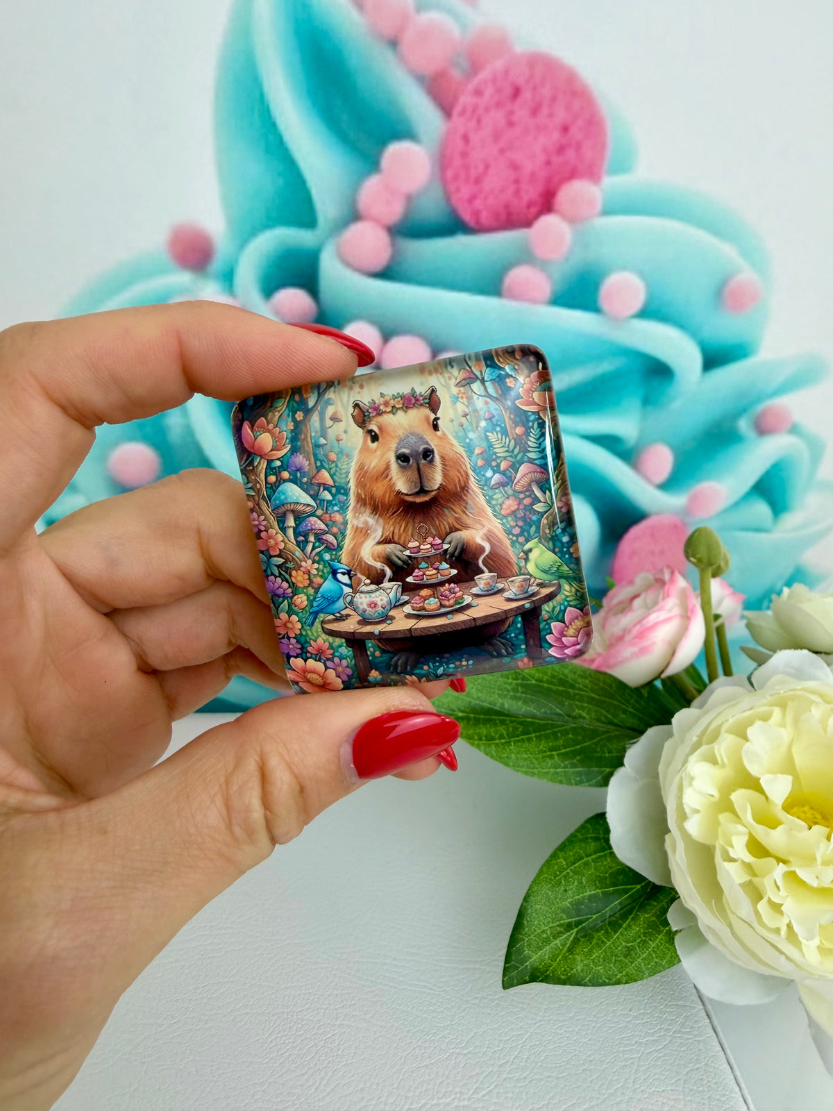 Diamond Painting Cover Minder "Capybara Teatime" (CM)