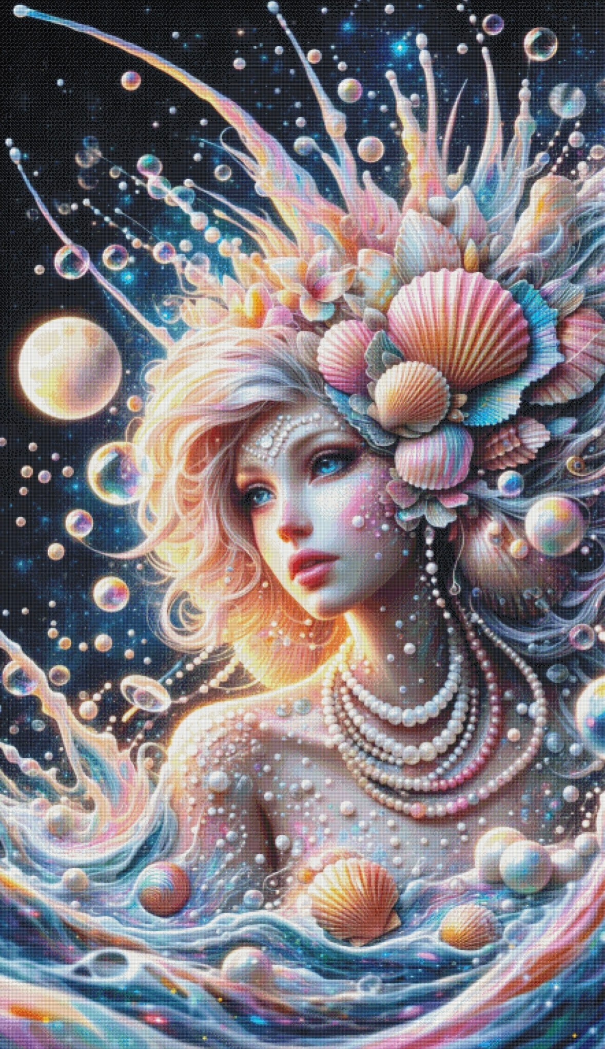 Diamond Painting XXXL Bild "Meeresgöttin Lumina" von AI-Artist Sandrietta 110x192cm (Sondersteine Special) TSS-835