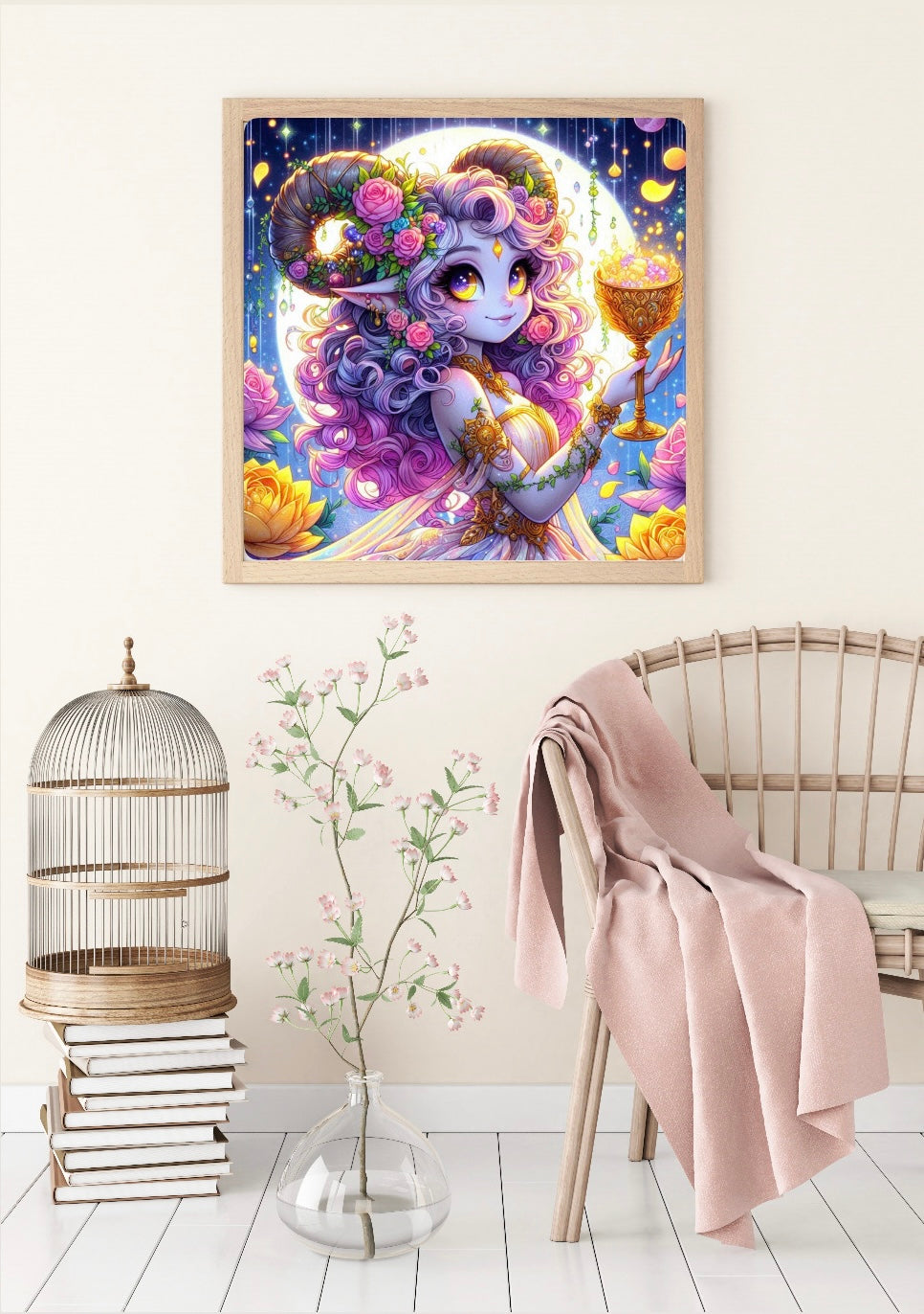 Diamond Painting Bild "Widder 'Woman" von AI-Artist Sandrietta.ai 50x50cm (inkl. Feenstaub) TSS-823