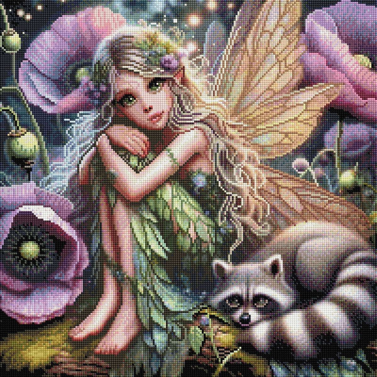 Diamond Painting Bild "Aurelia - Kind des Waldes" von AI-Artist Sandrietta_ai (inkl. Feenstaub) 50x50cm TSS-720