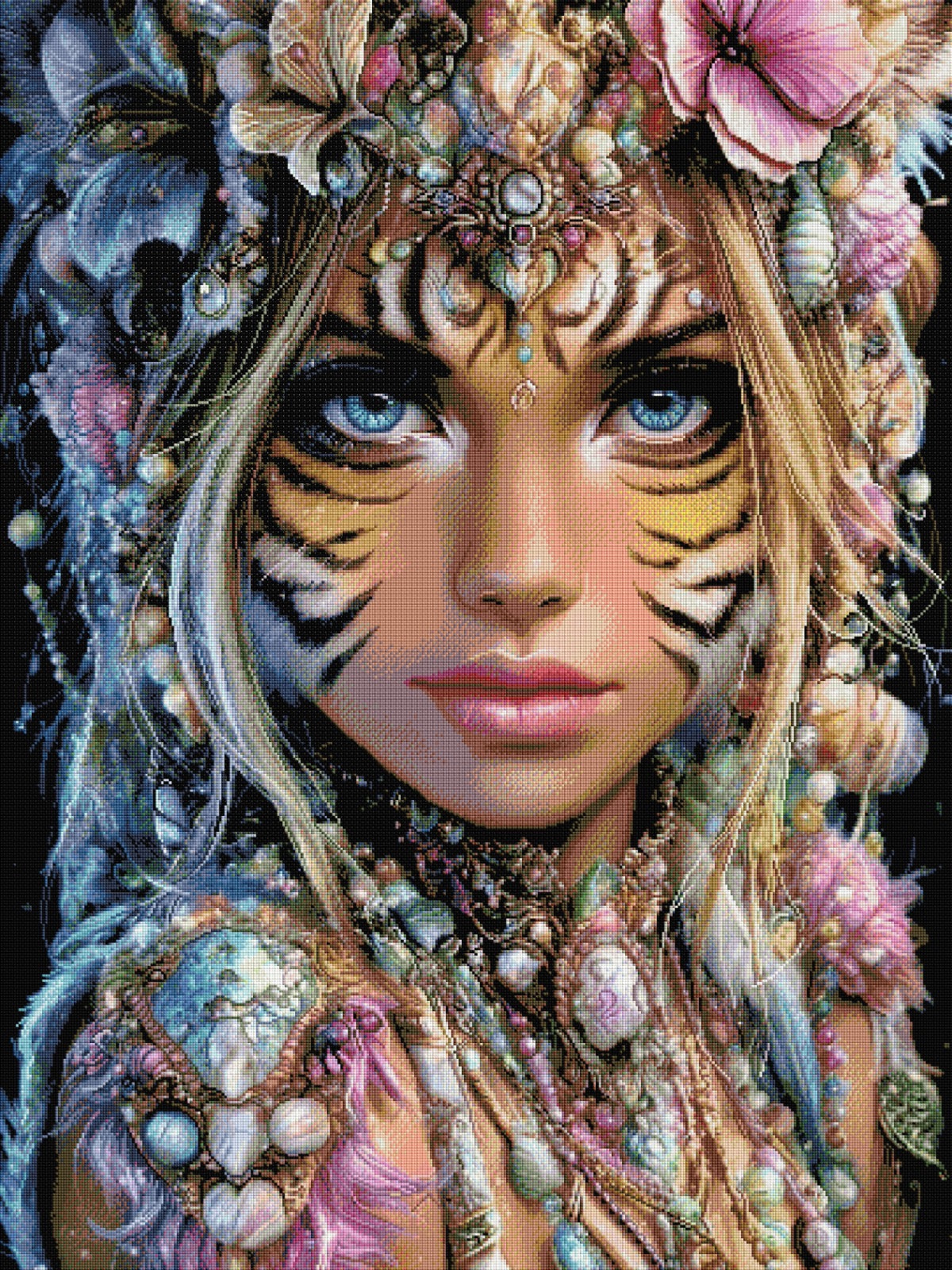 Diamond Painting Bild "Catalea - die Dschungelwächterin" von AI-Artist Sandrietta_ai (inkl. Feenstaub) 60x80cm TSS-725