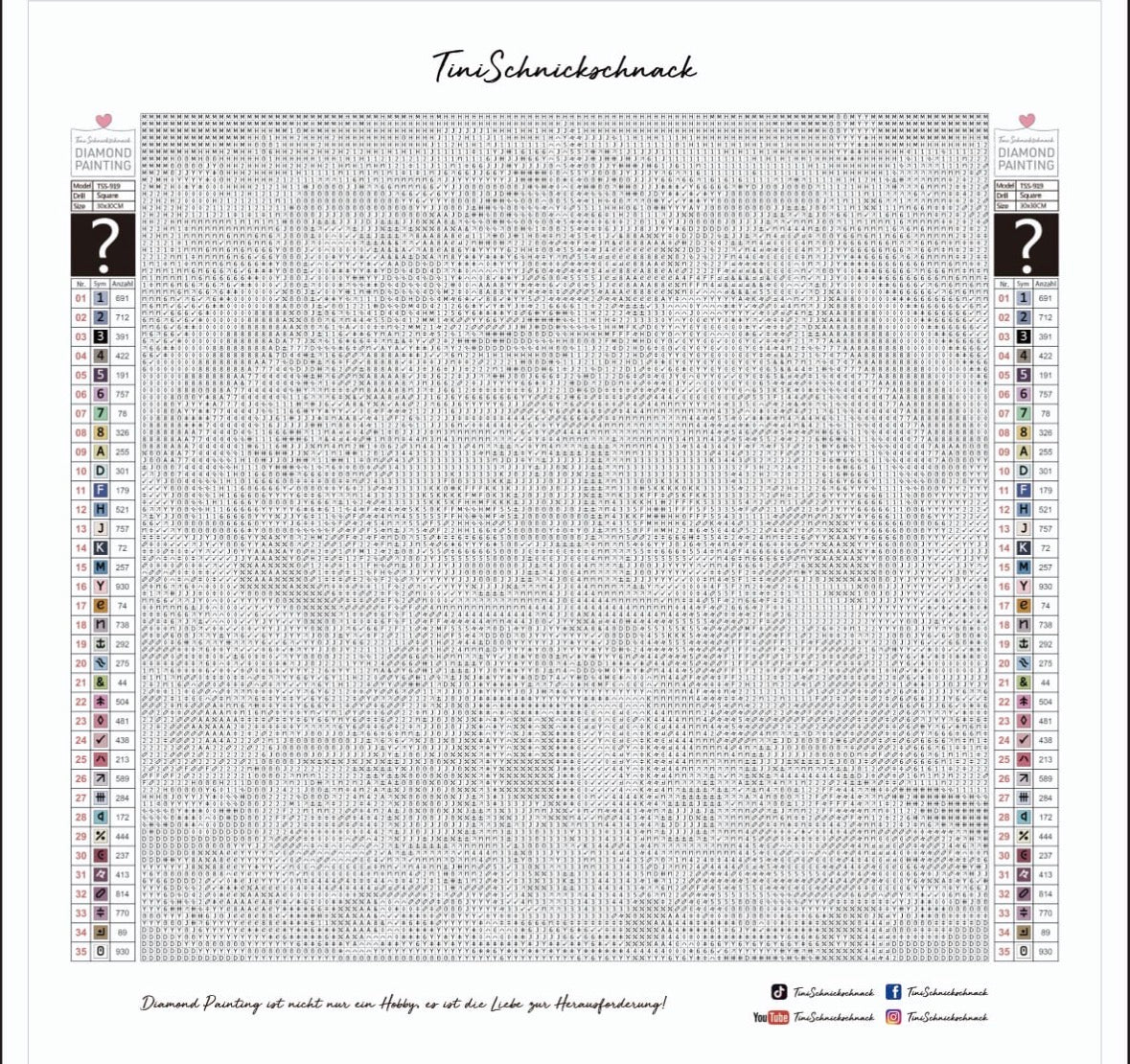 Diamond Painting Leinwand "Blanko" für eckige Steine (Achtung: ohne Steine, ohne Zubehör)