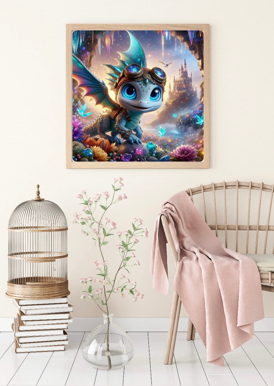 Diamond Painting Bild "Drache Speedy" von AI-Artist Lexxy.ai 50x50cm (Sondersteine-Special) TSS-794