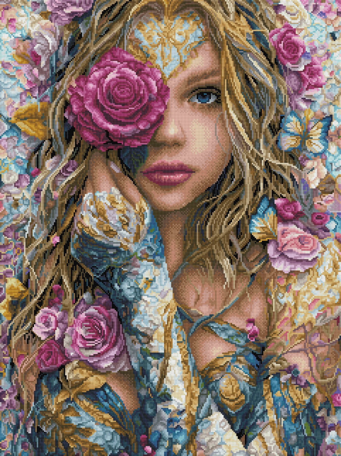 Diamond Painting XL Bild "Amalia - Göttin der Rose" von AI-Artist Sandrietta_ai (Sondersteine Special) 60x80cm TSS-821