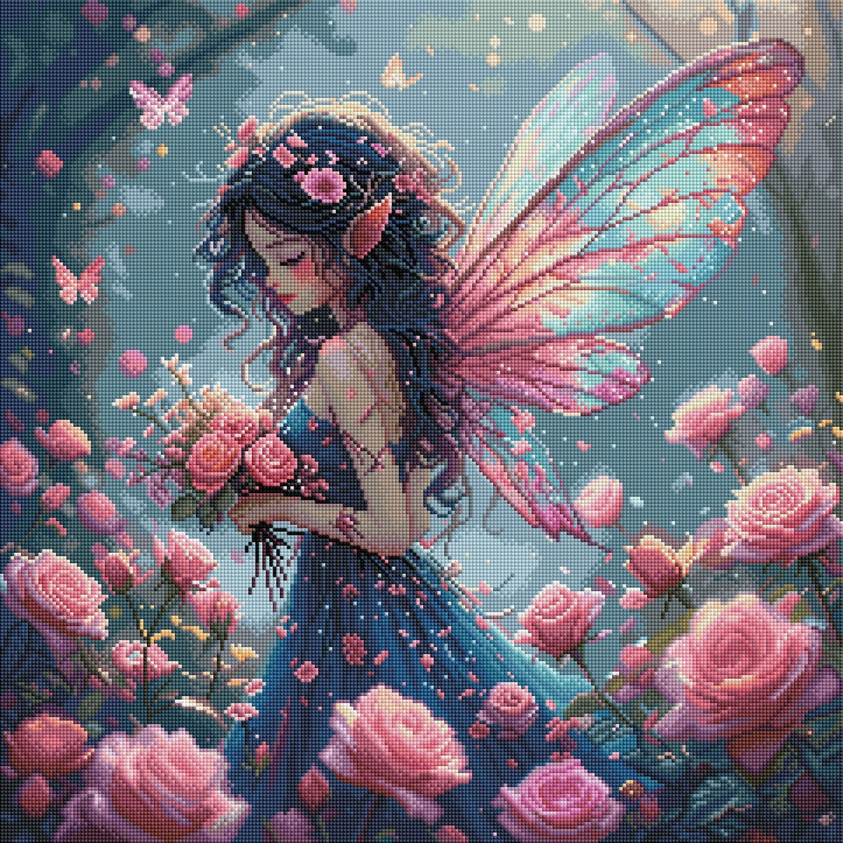Diamond Painting Bild "Rosenfee" von AI-Artist Lexxy.ai 60x60cm (inkl. Feenstaub) TSS-791