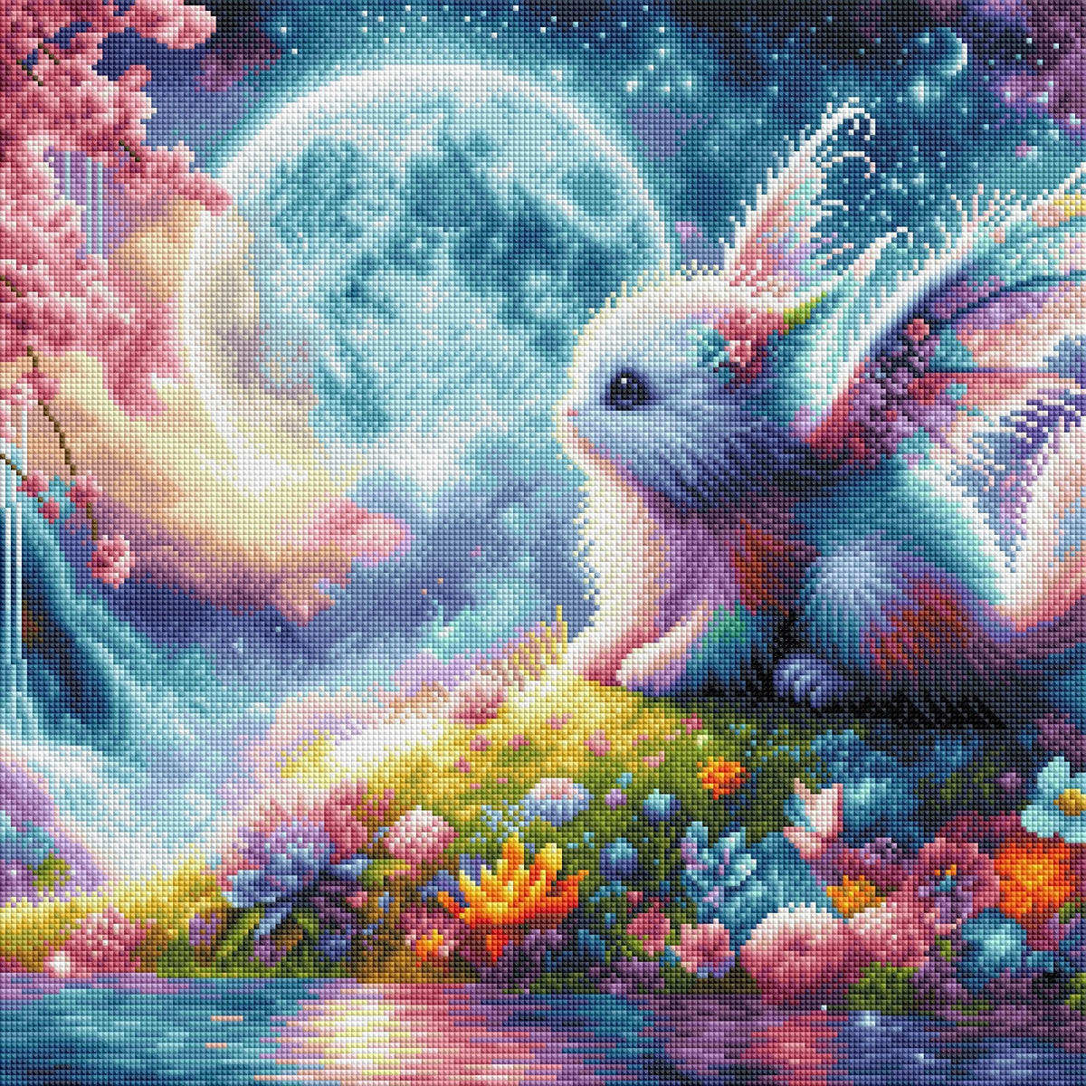 Diamond Painting Bild "Drache Tipsi-Moon" von AI-Artist Sandrietta.ai 50x50cm (inkl. Strass) TSS-824