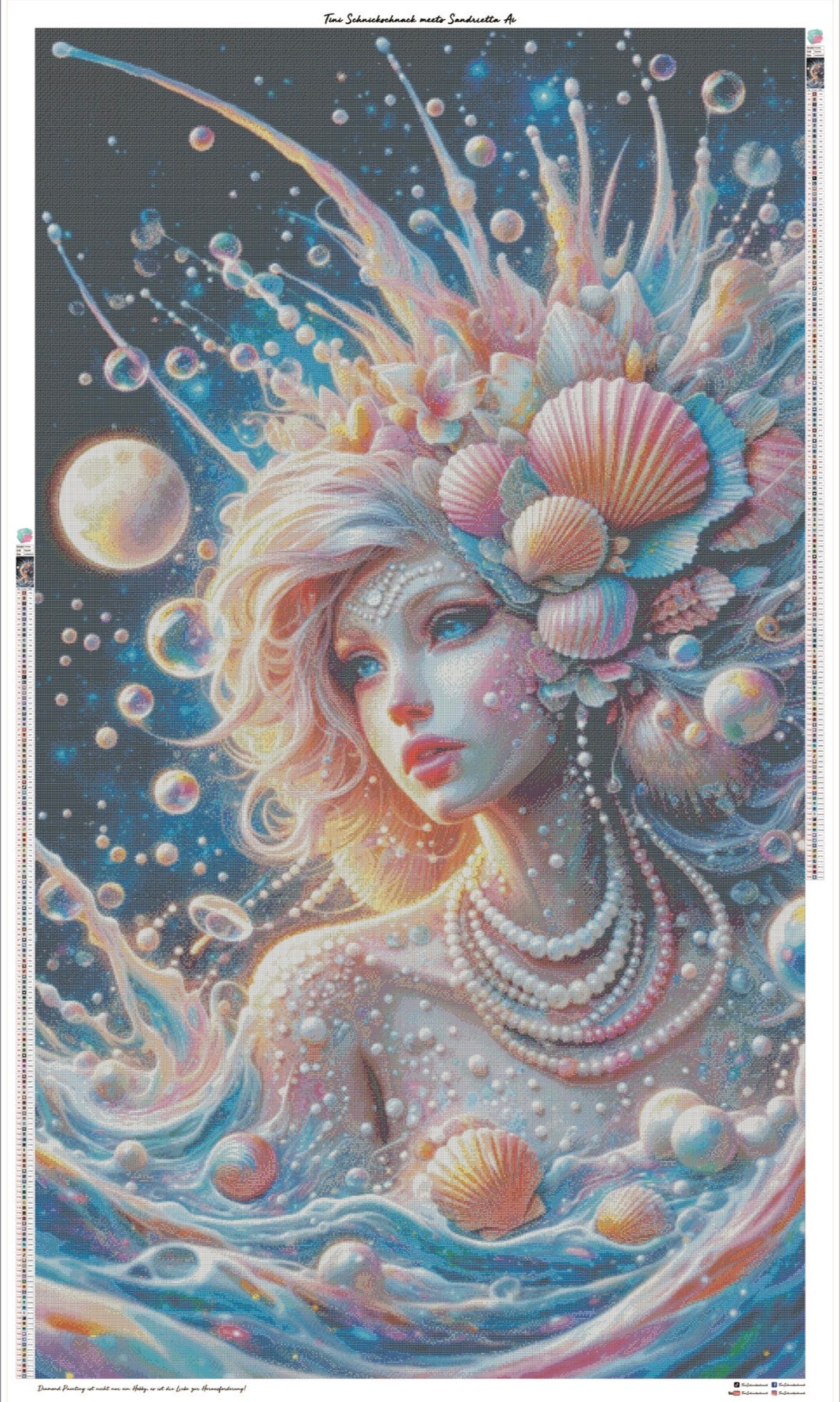 Diamond Painting XXXL Bild "Meeresgöttin Lumina" von AI-Artist Sandrietta 110x192cm (Sondersteine Special) TSS-835