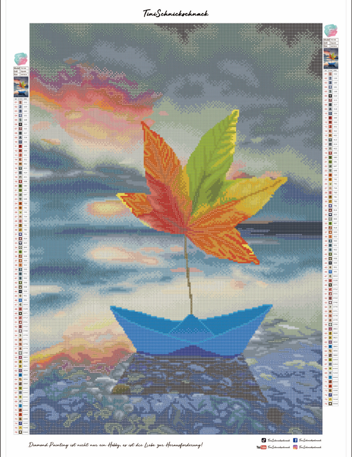 Diamond Painting Tinischnickschnack Bild „Herbstklopfen" 50x70cm (inkl. Metallic) TSS-546