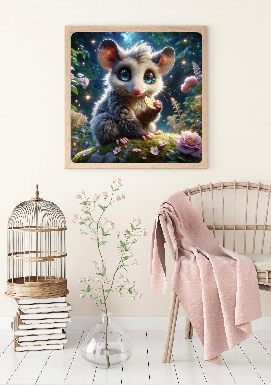 Diamond Painting Bild Opossum "Fietje" von AI-Artist Lexxy.ai 50x50cm (inkl. Feenstaub) TSS-790