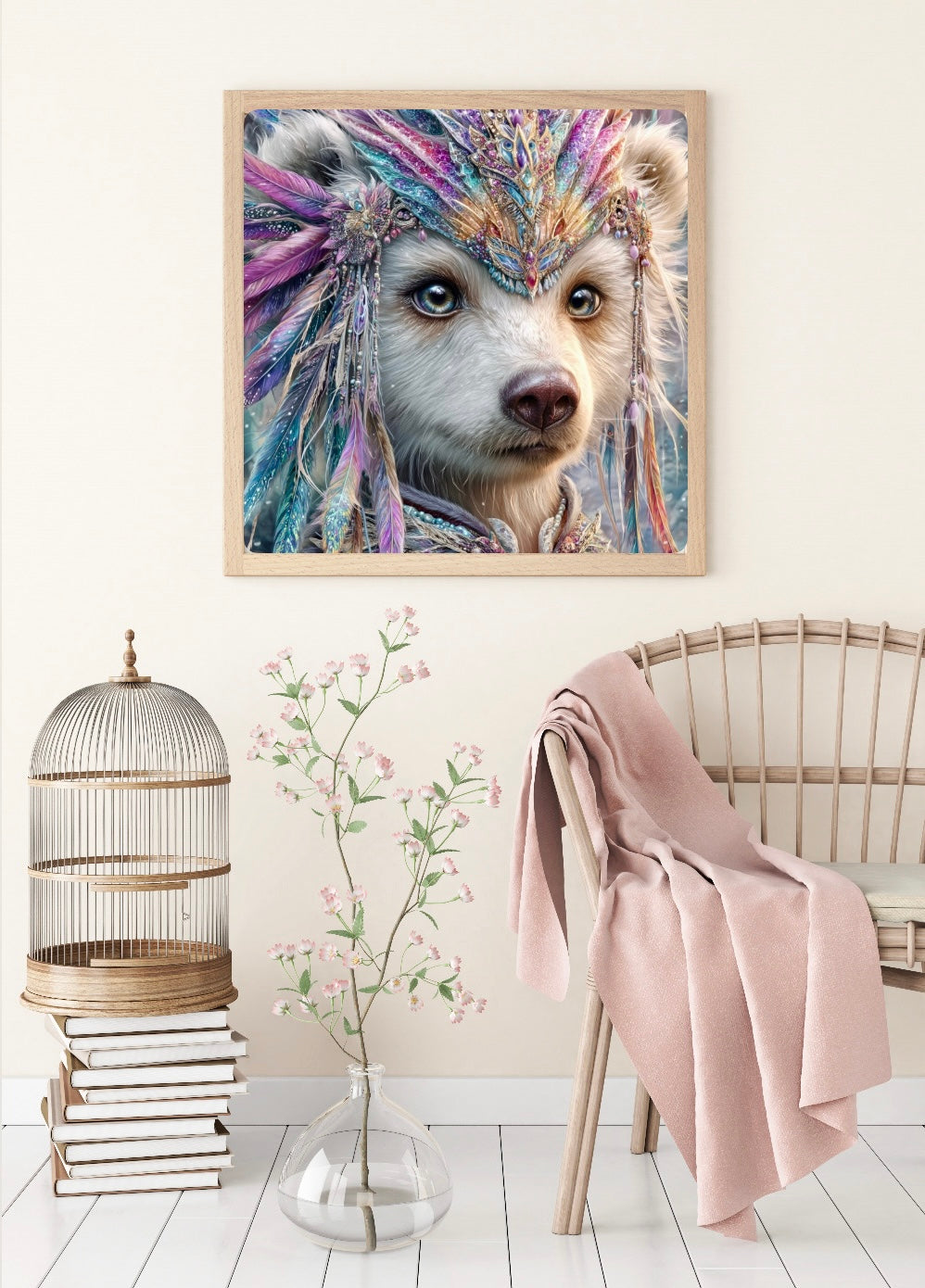 Diamond Painting Bild „White Bear" von AI-Artist Sandrietta.ai 50x50cm (Sondersteine Special) TSS-798