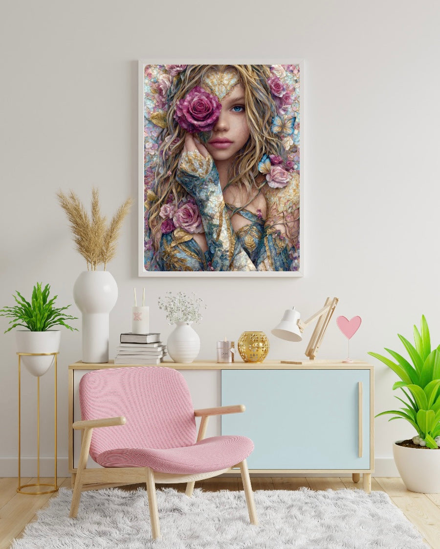 Diamond Painting XL Bild "Amalia - Göttin der Rose" von AI-Artist Sandrietta_ai (Sondersteine Special) 60x80cm TSS-821