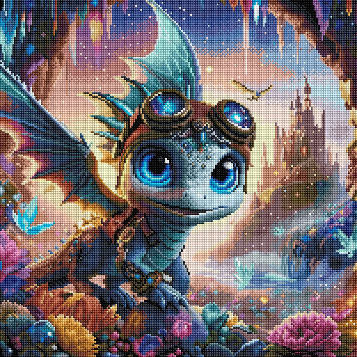 Diamond Painting Bild "Drache Speedy" von AI-Artist Lexxy.ai 50x50cm (Sondersteine-Special) TSS-794