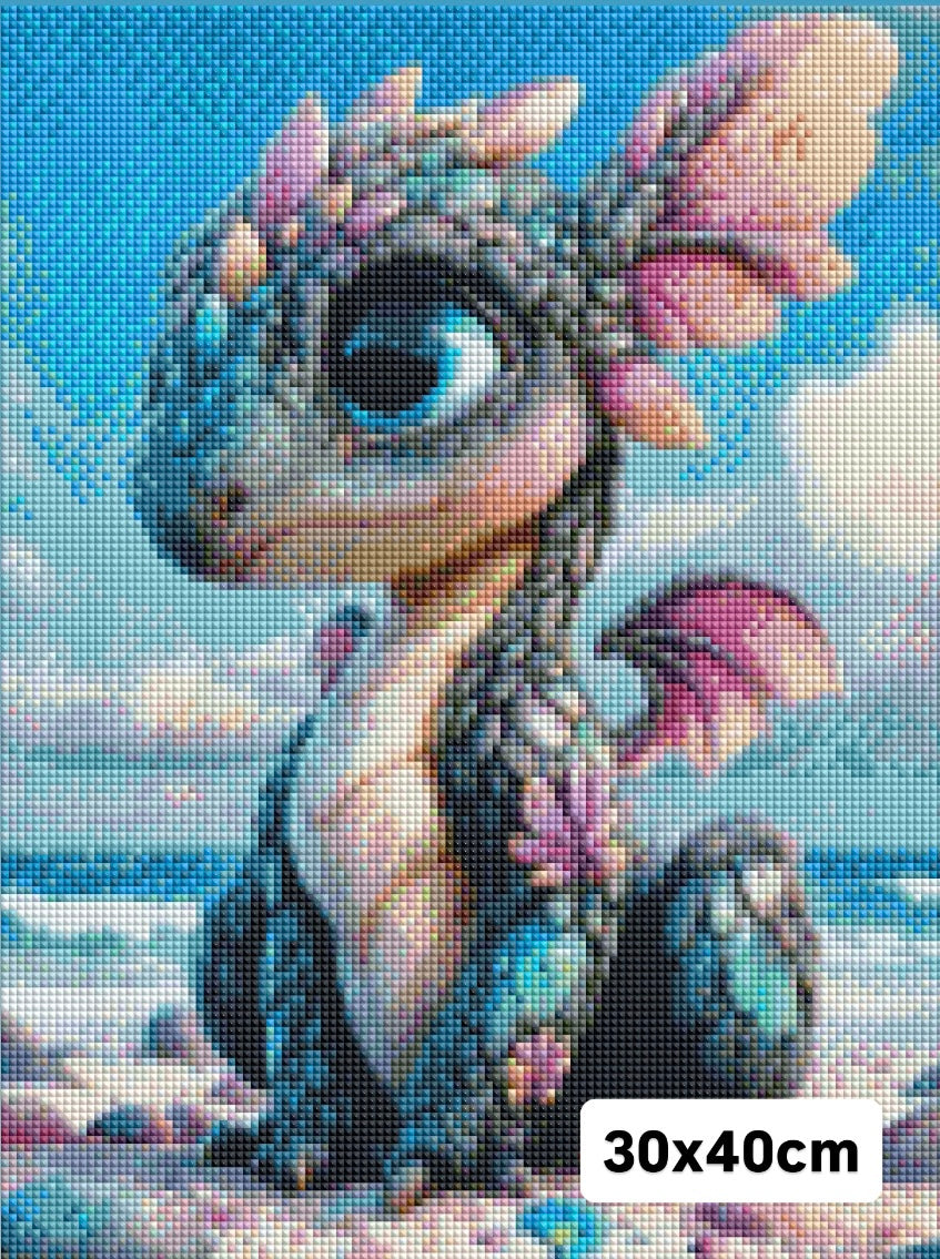 Diamond Painting Bild Drache "Spike" -Feenstaub Steine-