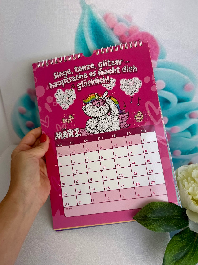 SCHNÄPPCHEN! Diamond Painting Wandkalender "Pummeleinhorn" Kalender 2026