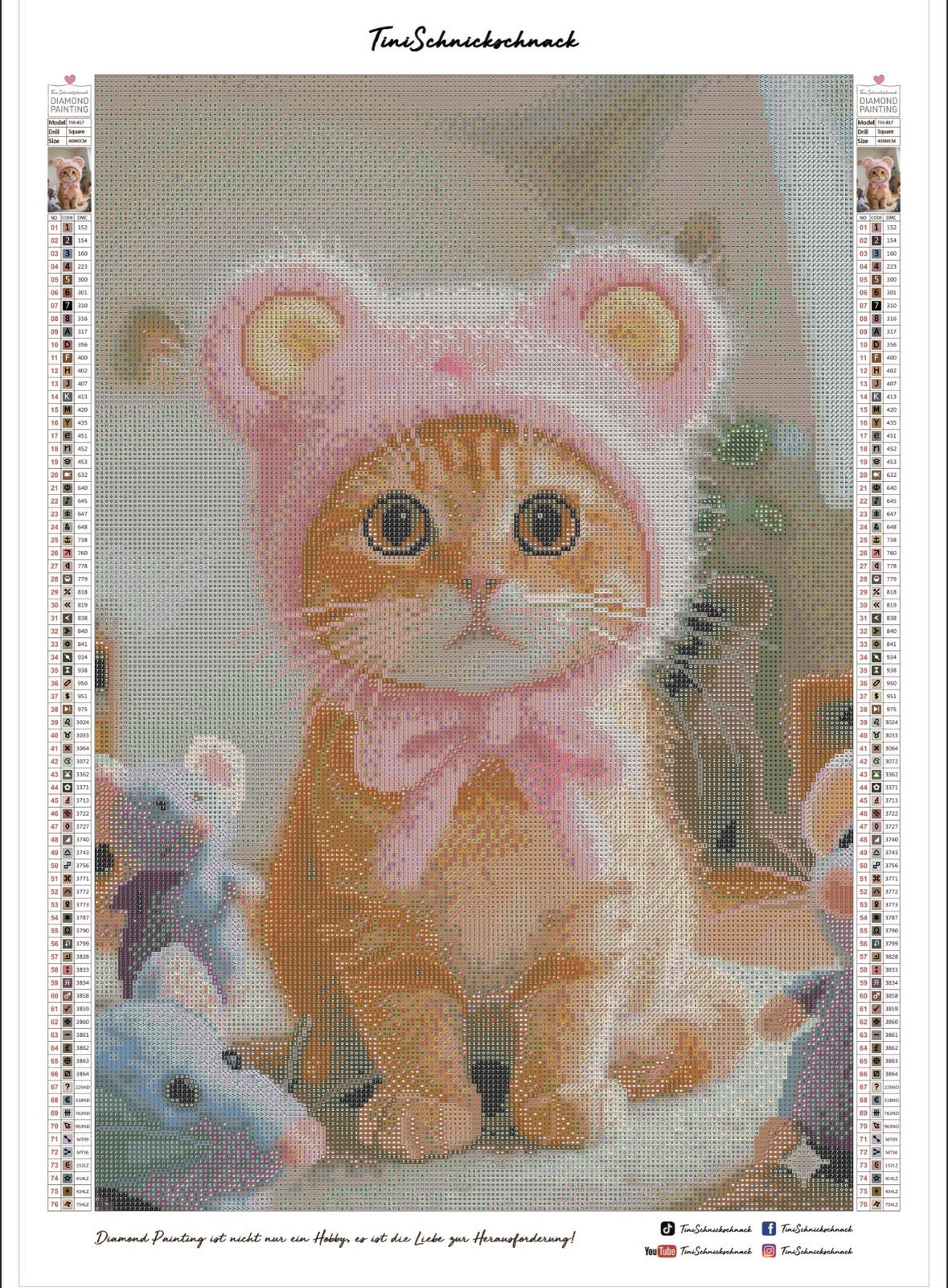 Diamond Painting Bild "Teddy Cat" von TiniSchnickschnack 40x60cm (inkl. Strass) TSS-817