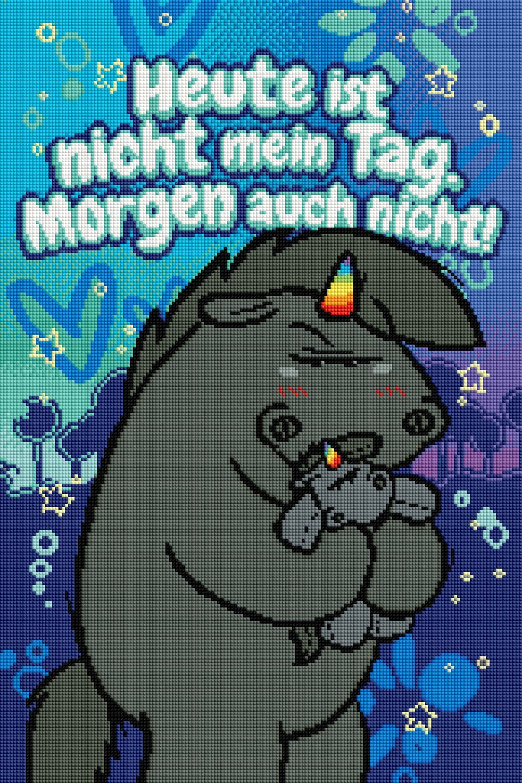 Diamond Painting Bild Grummeleinhorn "Nicht mein Tag" von Pummeleinhorn 40x60cm (inkl. Neon Stones) TSS-807