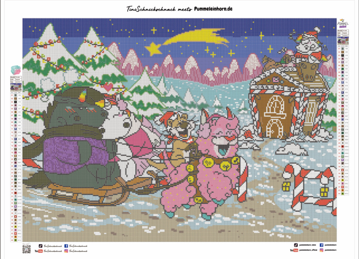 Diamond Painting Bild "Sterne, Schnee & Zuckerstangen" von Pummeleinhorn 50x70cm (inkl. Feenstaub) TSS-683