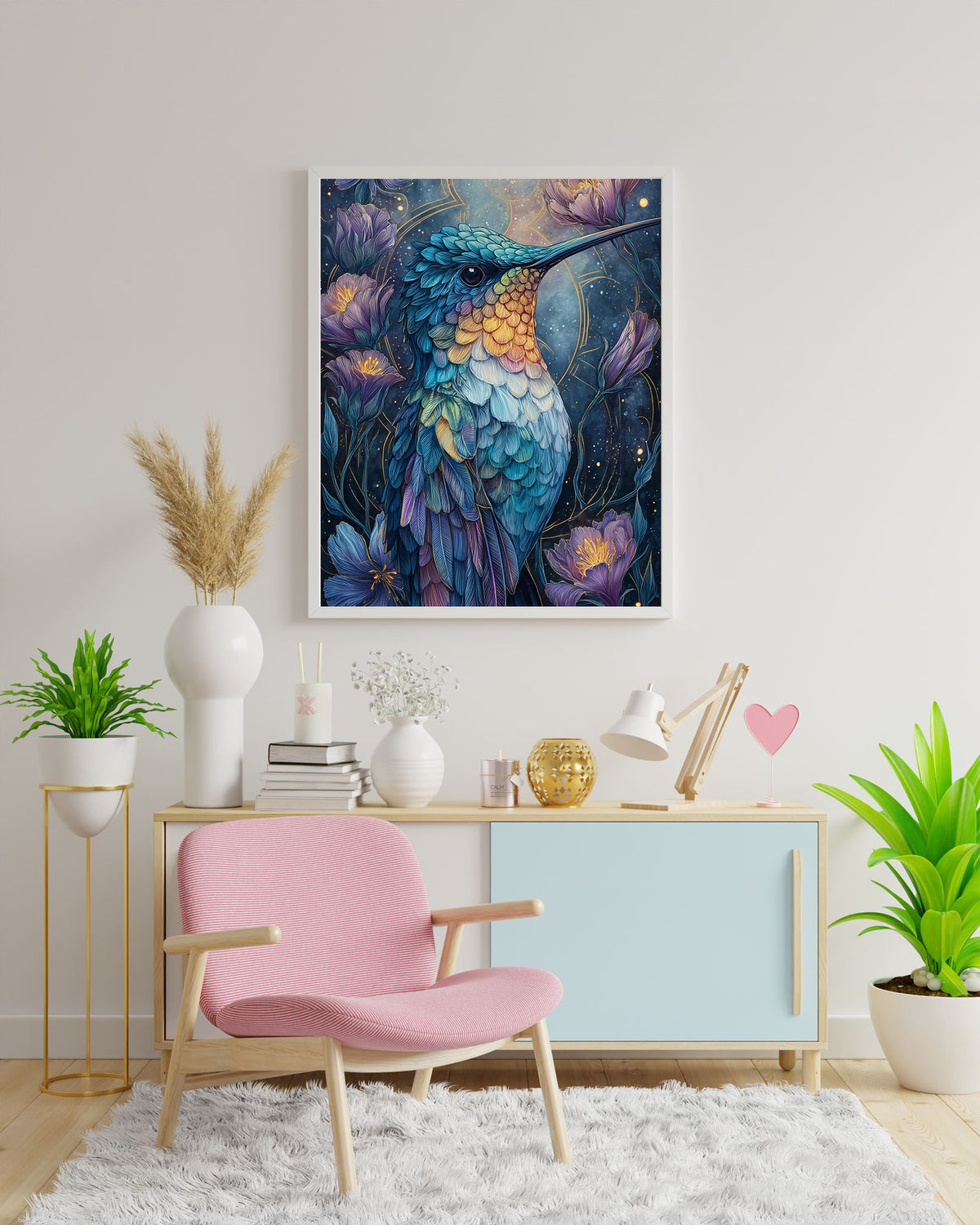 Diamond Painting Bild "Modern Art - Kolibri" von AI-Artist Sandrietta_ai (inkl. Feenstaub) 40x50cm TSS-714