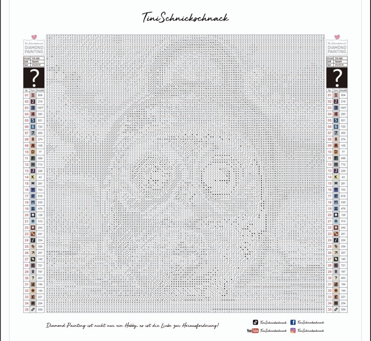 Diamond Painting Leinwand "Blanko" für eckige Steine (Achtung: ohne Steine, ohne Zubehör)
