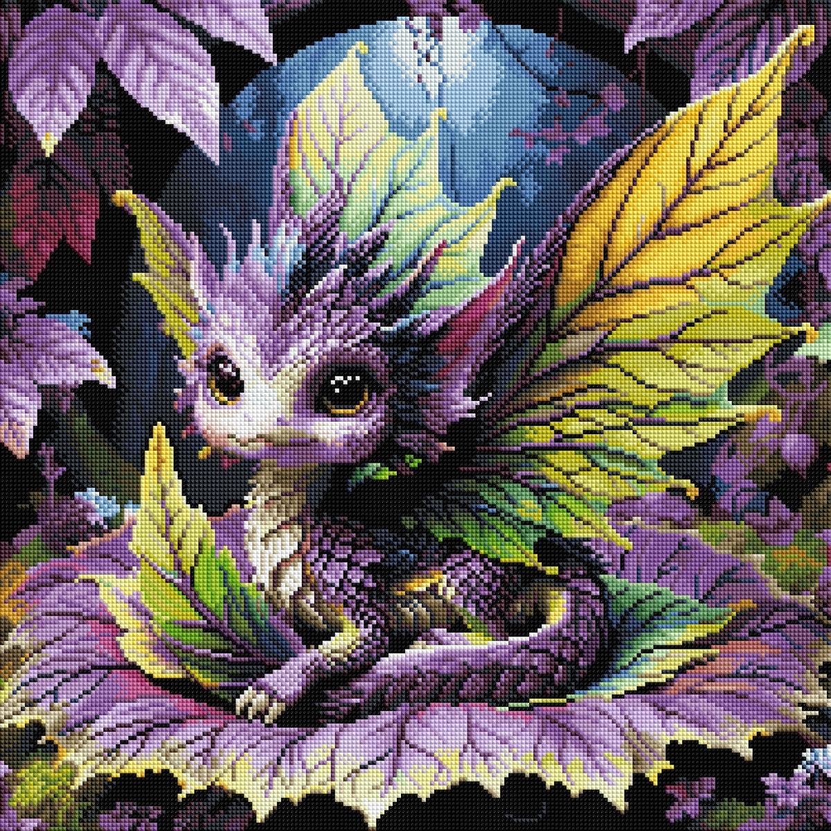 Diamond Painting Bild "Blätterdrache Baldor" von AI-Artist Lexxy (inkl. Feenstaub) 50x50cm TSS-789
