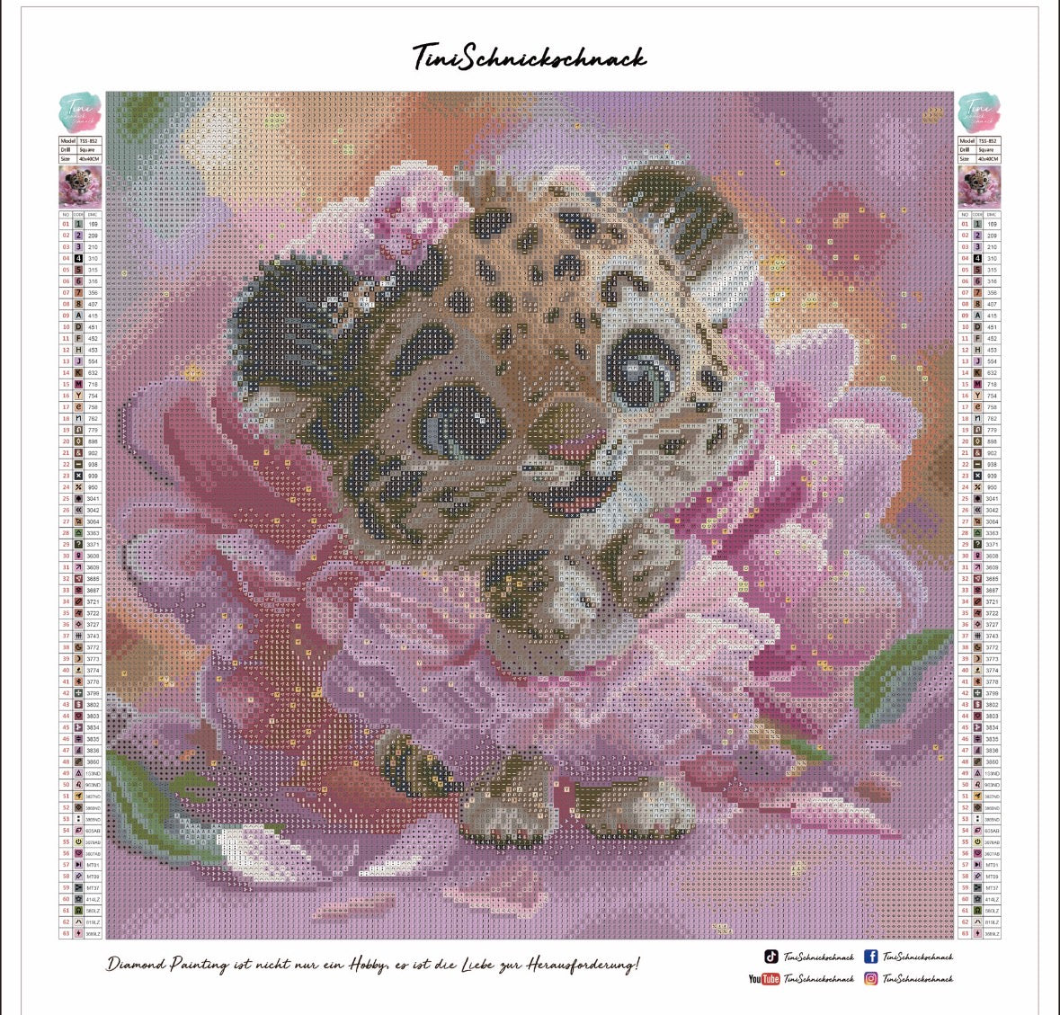 Diamond Painting Bild "Leokind Lola" von TiniSchnickschnack 40x40cm (inkl. Strass) TSS-852