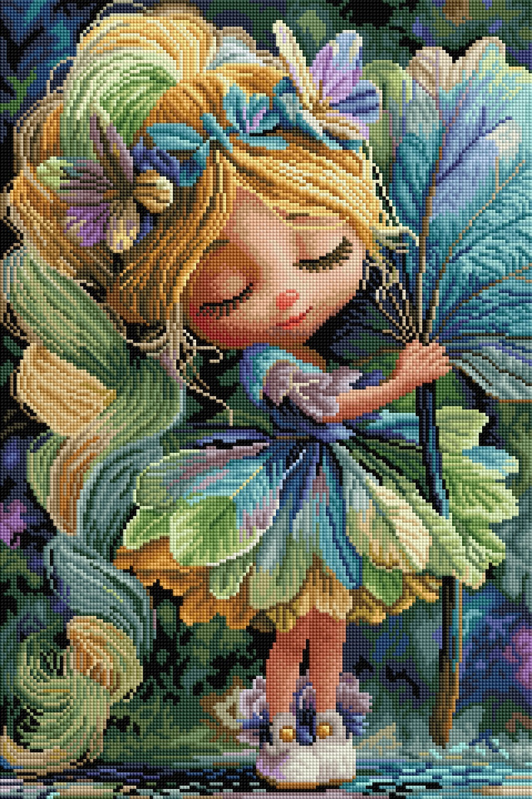 Diamond Painting Bild "Püppi Flora" von AI-Artist Sandrietta_ai (inkl. Feenstaub) 40x60cm TSS-737
