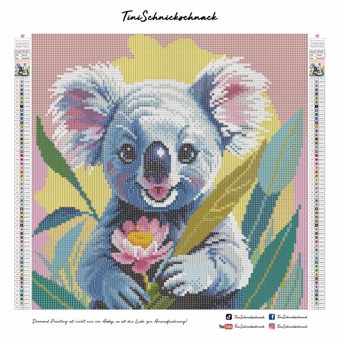 Diamond Painting Bild "Mini Koala" von TiniSchnickschnack 30x30cm (Full Feenstaub) TSS-830