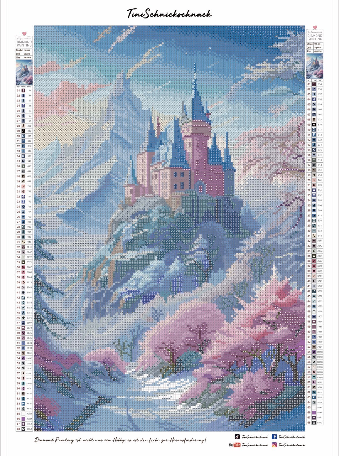 Diamond Painting Bild "Winterliches Bergschloss" von TiniSchnickschnack 40x60cm (inkl. Feenstaub) TSS-885