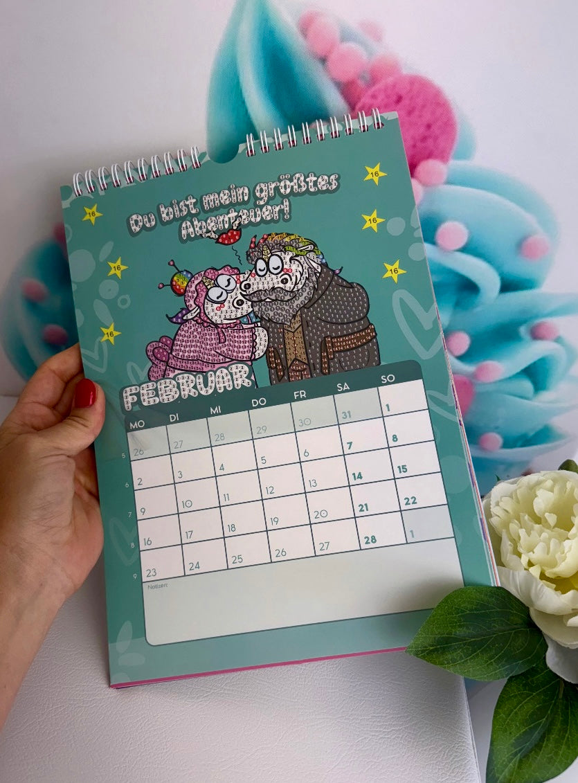 SCHNÄPPCHEN! Diamond Painting Wandkalender "Pummeleinhorn" Kalender 2026