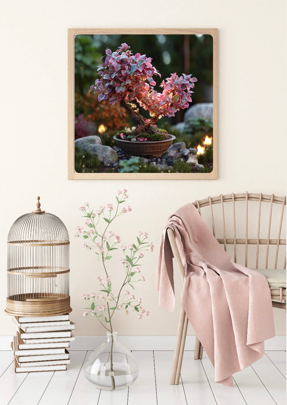 BILD DES TAGES! Diamond Painting Bild "Bonsai Bäumchen" von TiniSchnickschnack 50x50cm (Full Strass) TSS-838 + gratis Überraschungcoverminder