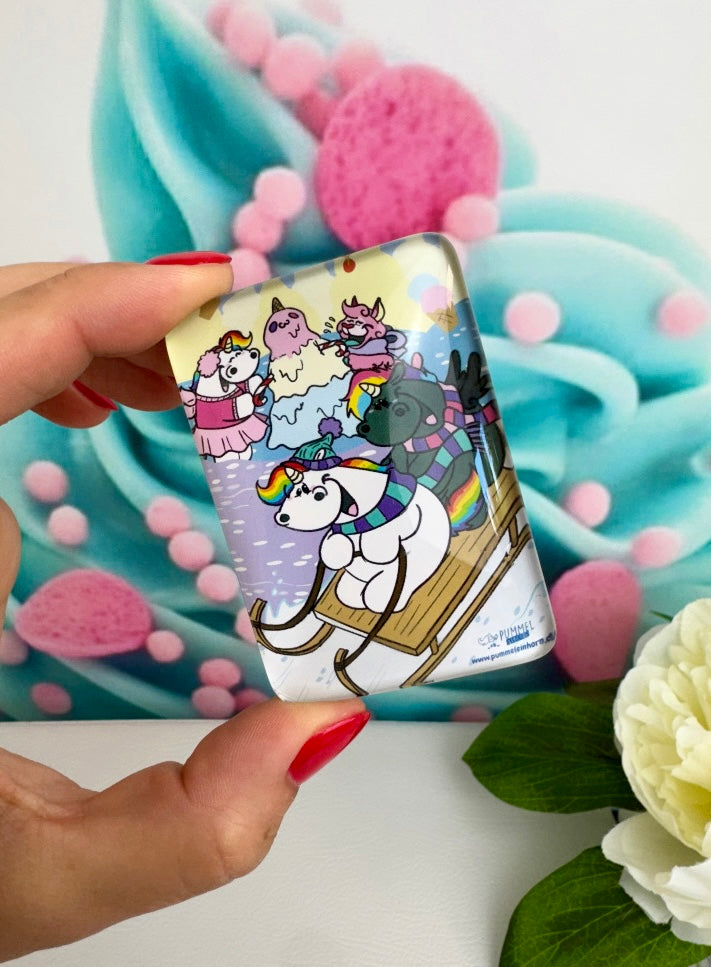 Diamond Painting Cover Minder Pummeleinhorn Jahreszeiten "Winter" (CM)