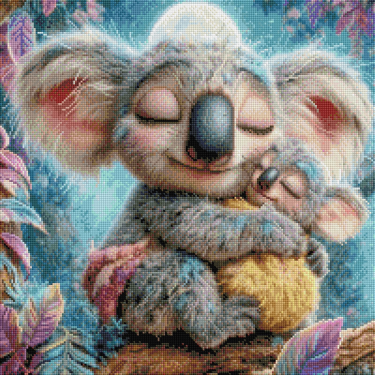 Diamond Painting Bild "Koala-Liebe" von AI-Artist Sandrietta_ai (inkl. Feenstaub) 50x50cm TSS-748