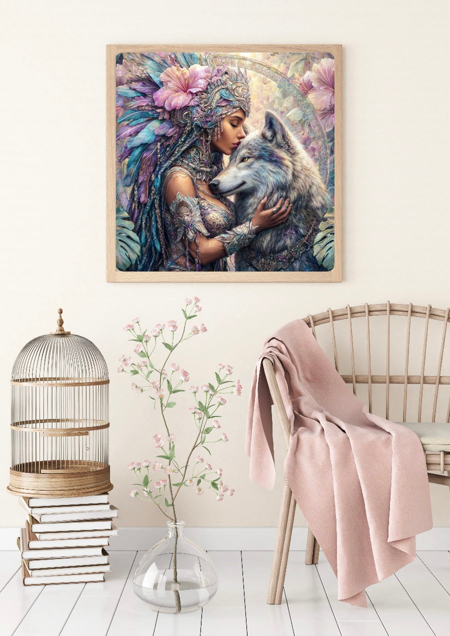 Diamond Painting Bild "Königin der Wildnis"  von AI-Artist Sandrietta_ai 60x60cm (inkl. Feenstaub) TSS-780