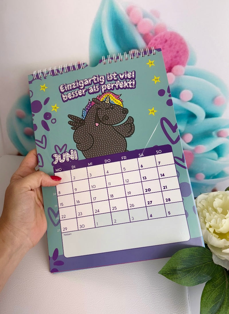 SCHNÄPPCHEN! Diamond Painting Wandkalender "Pummeleinhorn" Kalender 2026