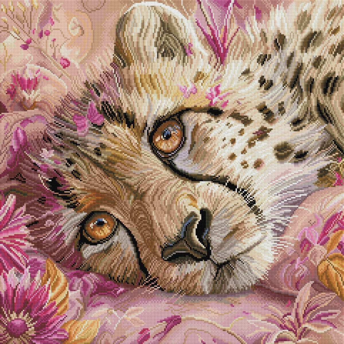 Diamond Painting Bild "Verschlafener Gepard" von AI-Artist Sandrietta_ai 60x60cm (inkl. Feenstaub) TSS-815