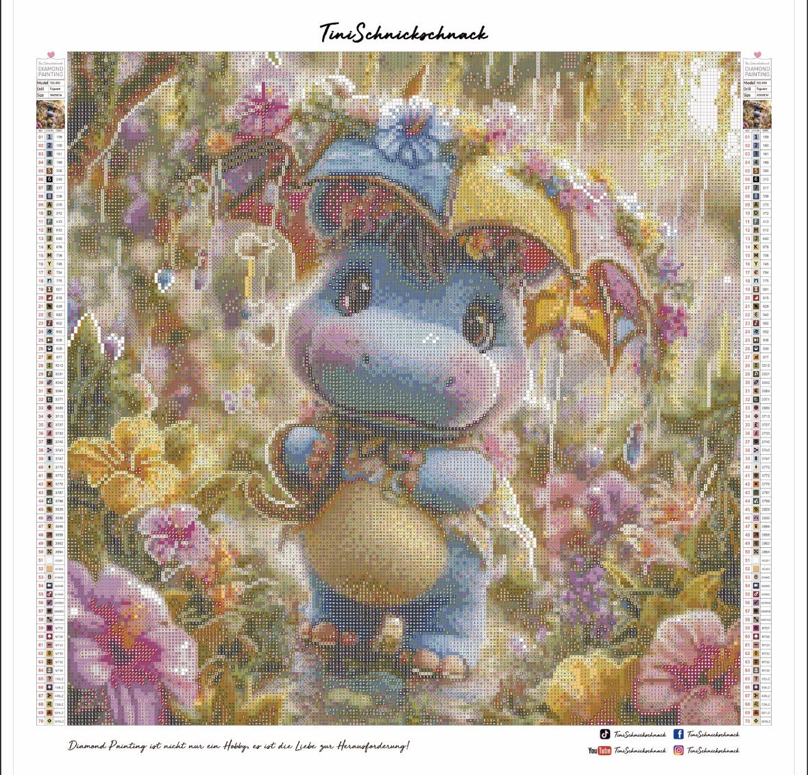 Diamond Painting Bild "Hippo Hannah" von Lisa Morgan 50x50cm (Sondersteine-Special) TSS-890
