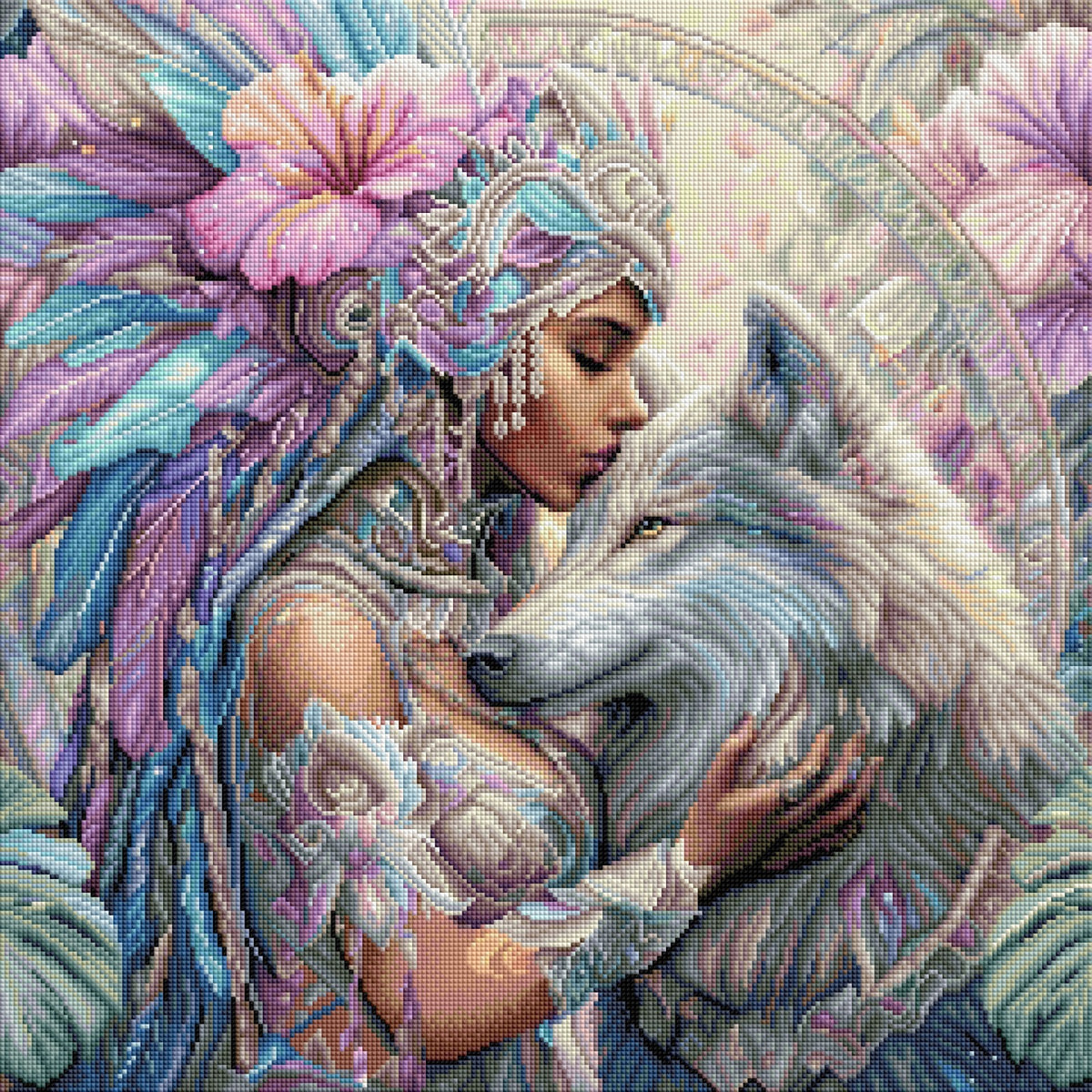 Diamond Painting Bild "Königin der Wildnis"  von AI-Artist Sandrietta_ai 60x60cm (inkl. Feenstaub) TSS-780