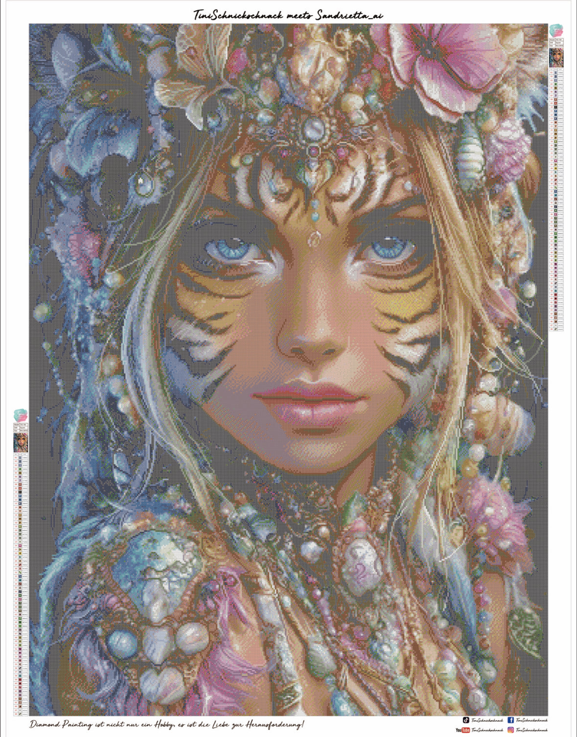 Diamond Painting Bild "Catalea - die Dschungelwächterin" von AI-Artist Sandrietta_ai (inkl. Feenstaub) 60x80cm TSS-725